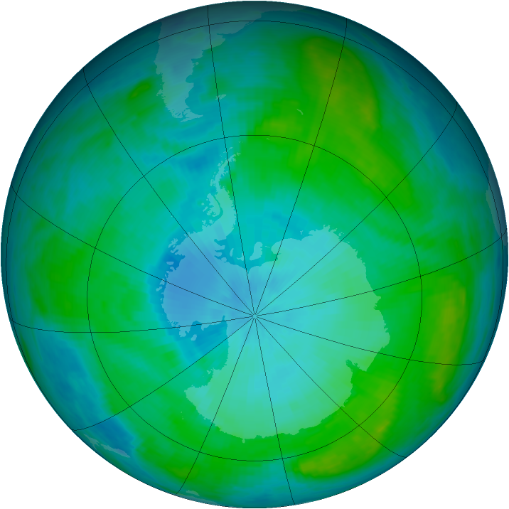 Antarctic ozone map for 07 February 1985